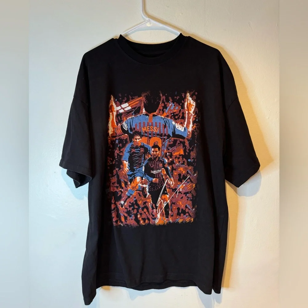 Barcelona Lionel Messi and Ronaldinho soccer Sergio Calabasas t shirt size M